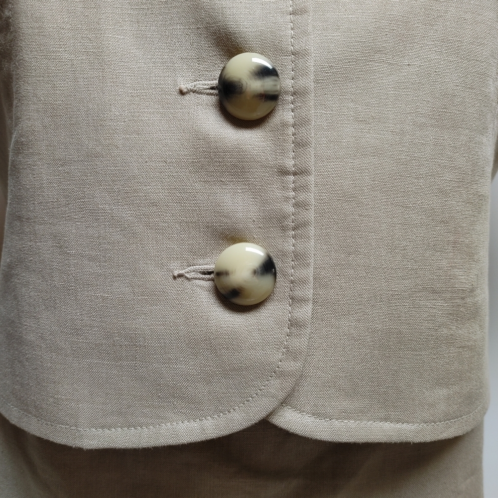 Vintage Kelly Graham Tan Linen Shift & Crop Jacket 4-6 - Picture 3 of 12